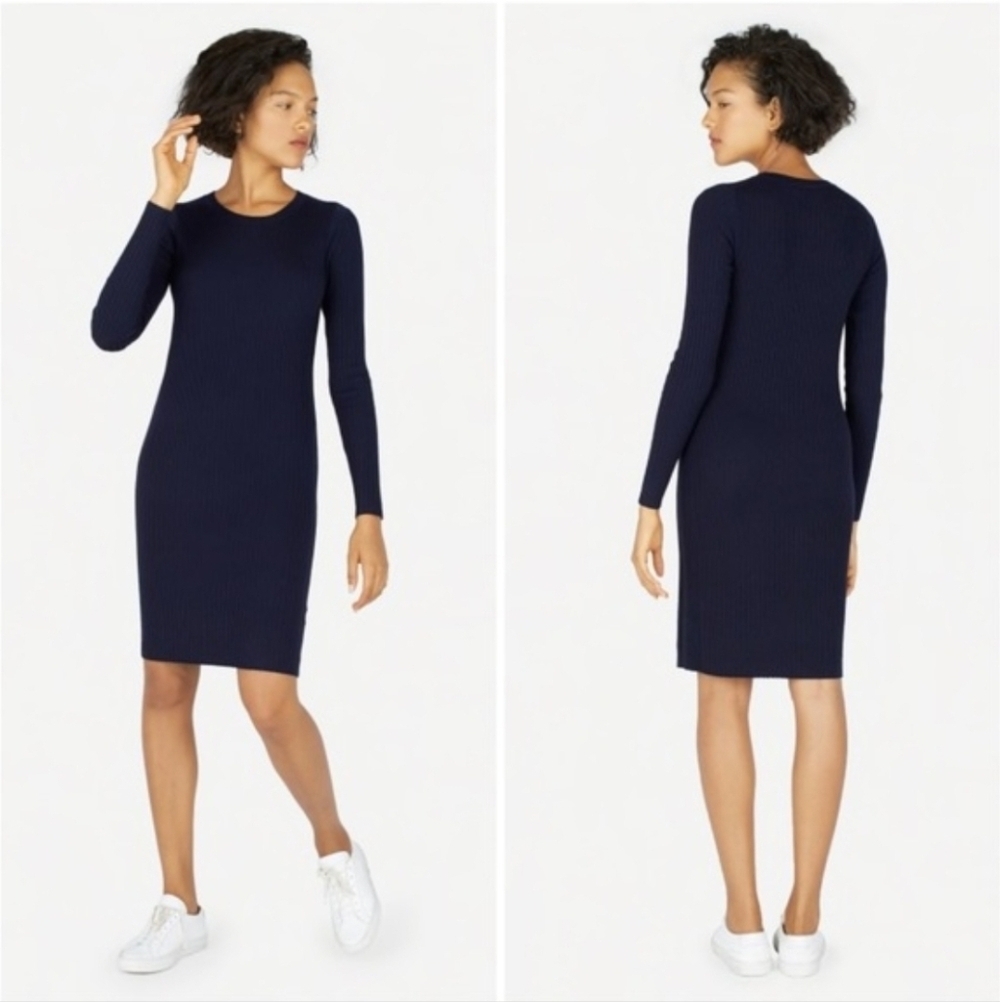 Everlane The Luxe Wool Ribbed Dress Size Medium - Picture 2 of 9